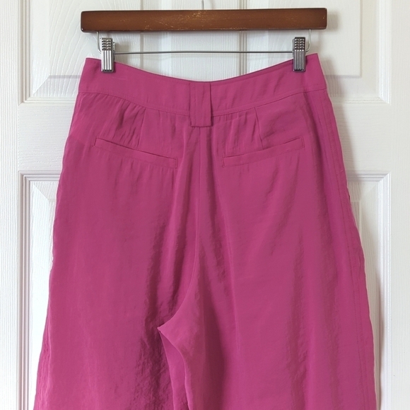Anthropologie Classic Pleated High Waisted Cropped Wide Leg Trousers Hot Pink 4 - Picture 5 of 15